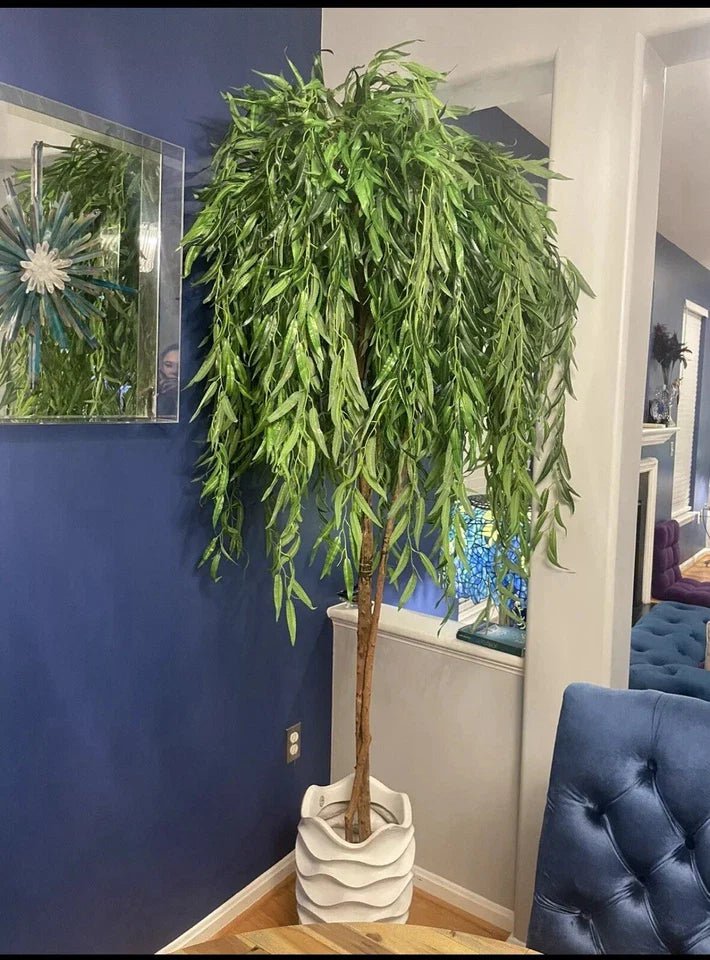 7’ Willow Artificial Tree (Real Touch) w/ Natural Trunk Home Decor. Retail $422