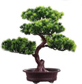 Artificial Bonsai Pine Tree 11 Inch Faux Potted Plant Desk Display Fake Tree Pot