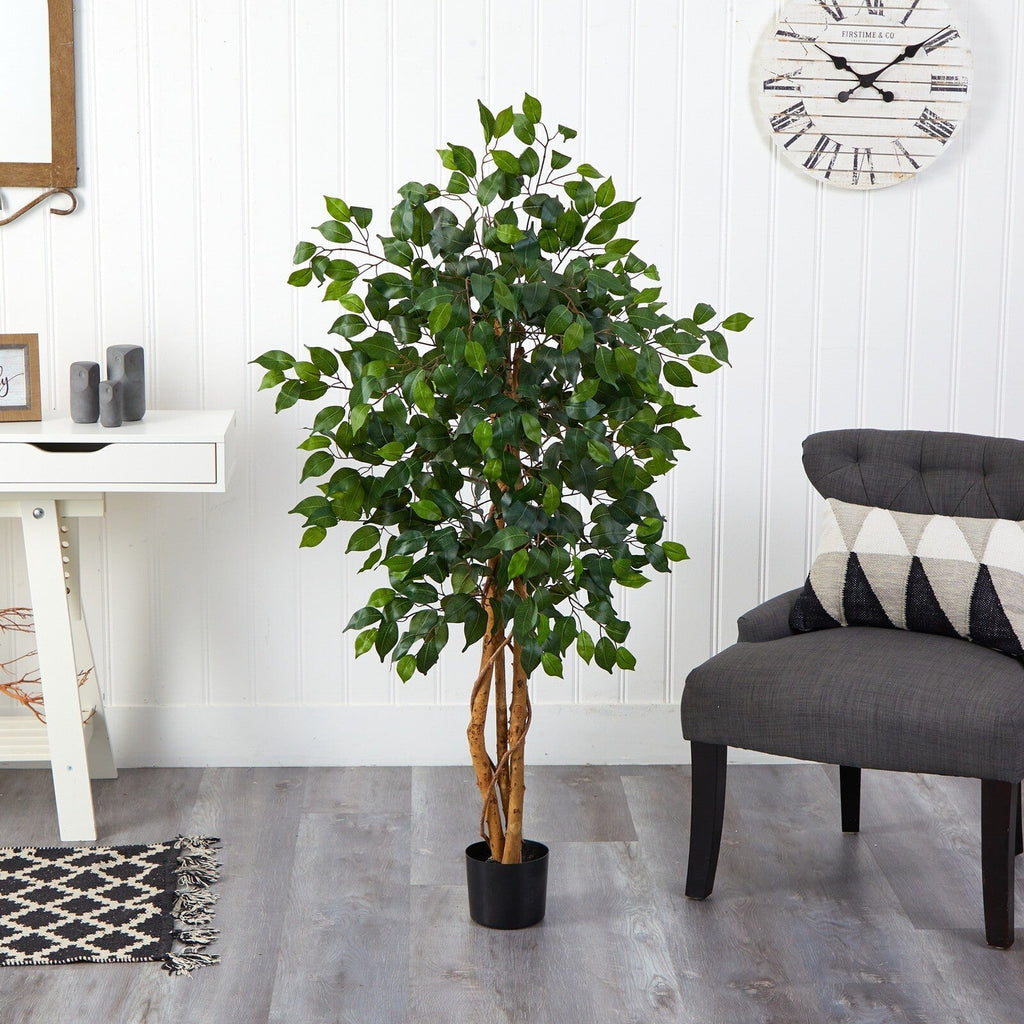 4’ Ficus Artificial Tree with Natural Trunks Home Decor