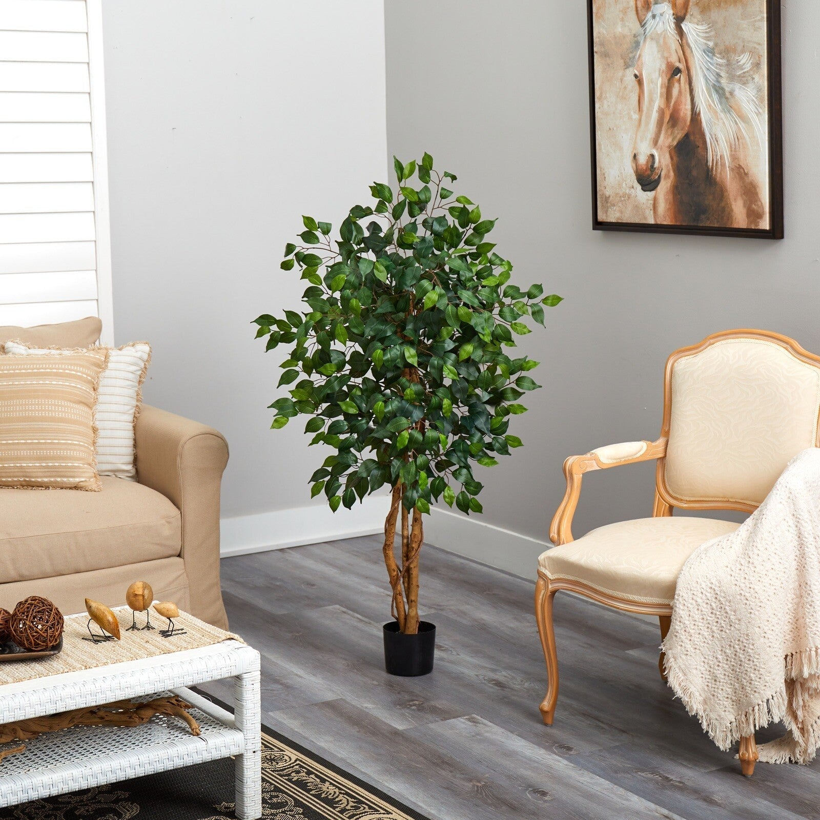 4’ Ficus Artificial Tree with Natural Trunks Home Decor