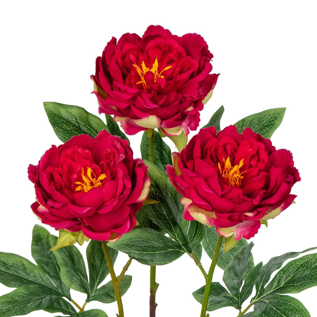 3PCS Peonies Artificial Flowers 24'' Faux Silk Flowers Spray Real Touch Fake
